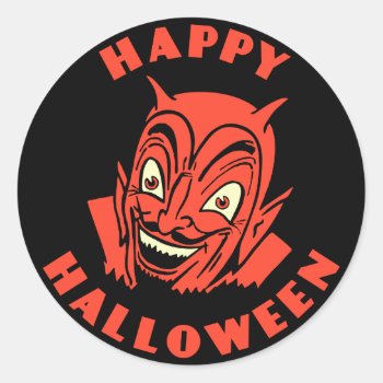 Vintage Halloween Devil Happy Halloween Sticker by Vintage_Halloween at Zazzle