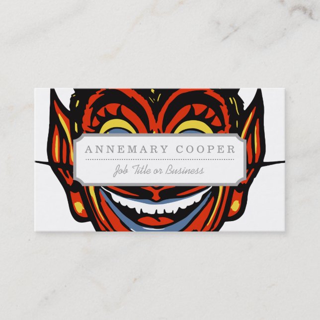 Vintage Halloween Devil Head Business Card (Front)