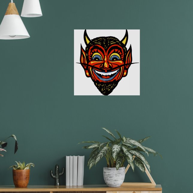Vintage Halloween Devil Head Poster | Zazzle