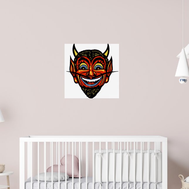 Vintage Halloween Devil Head Poster | Zazzle