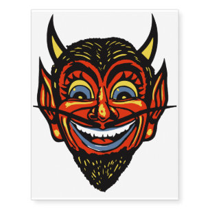 Vintage Halloween Devil Head Temporary Tattoos