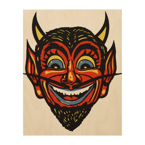 Vintage Halloween Devil Head Wood Wall Decor