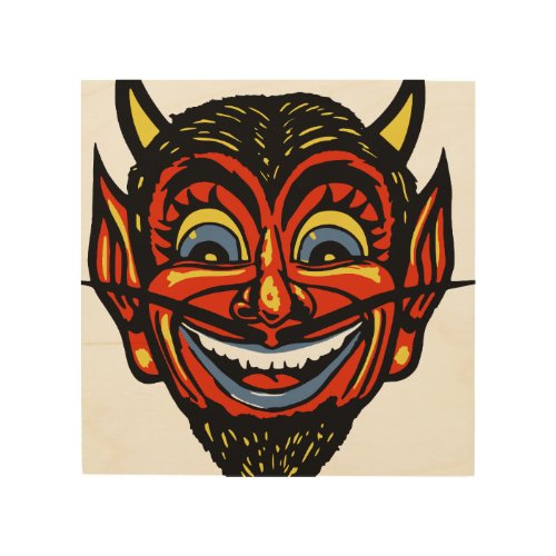 Vintage Halloween Devil Head Wood Wall Decor