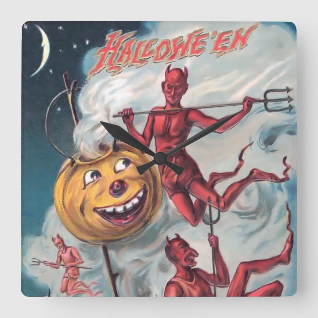 Vintage Halloween Devil Wall Clock (Front)