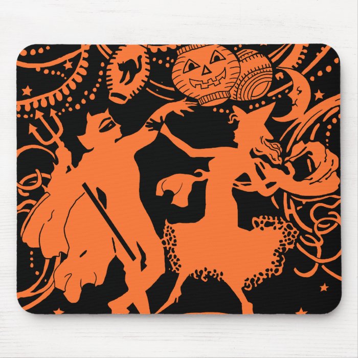 Vintage Halloween Devil Witch Dance Mousepads