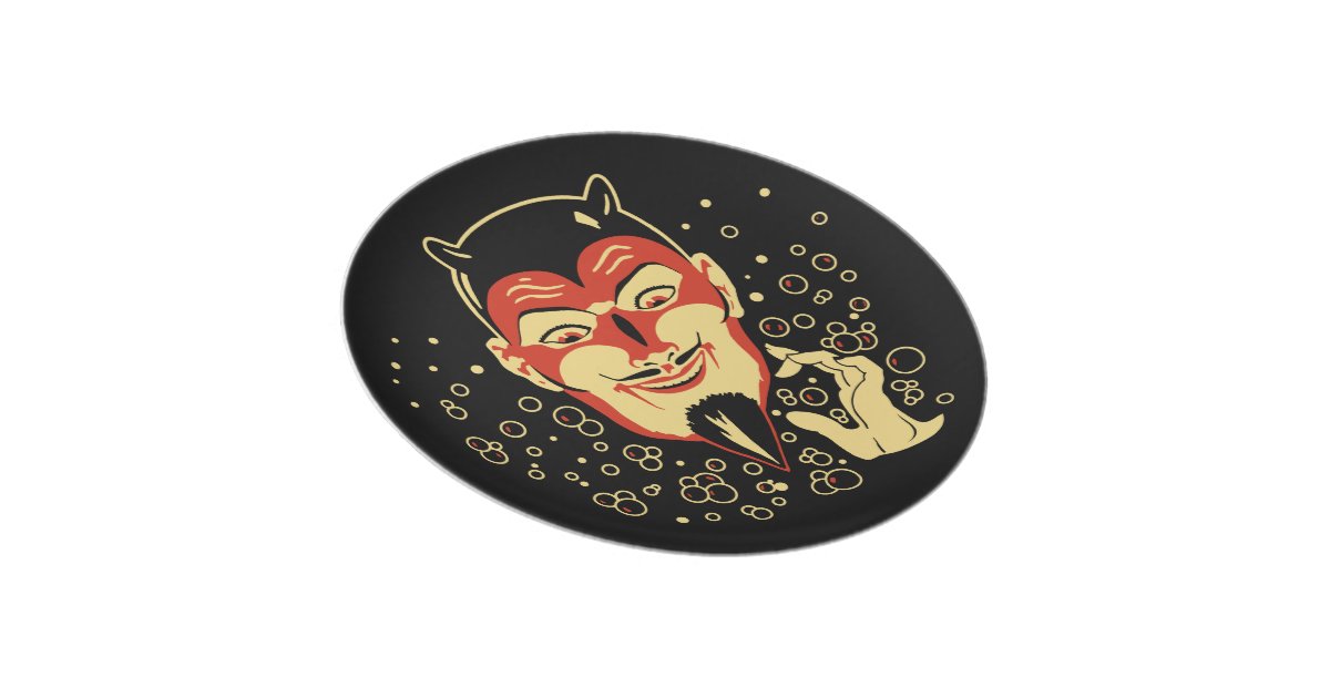 Vintage Halloween Devil with Bubbles Plate | Zazzle