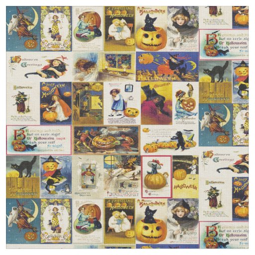 Vintage Halloween Ephemera Fabric