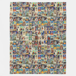 Vintage Halloween Ephemera Fleece Blanket