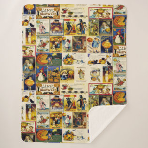 Vintage Halloween Ephemera Sherpa Blanket