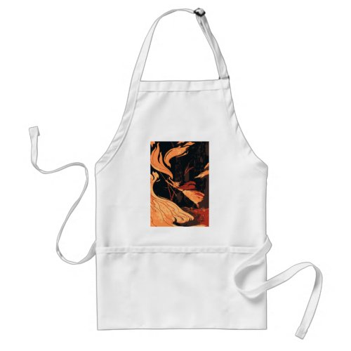 Vintage Halloween Evil Witch with Fire in Forest Adult Apron