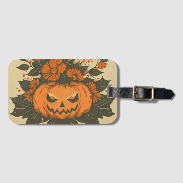 Vintage/Halloween/Fall/pumpkin Luggage Tag (Front Horizontal)