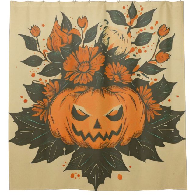 Vintage/Halloween/Fall/pumpkin Shower Curtain (Front)