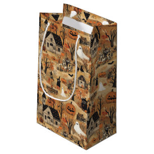 Vintage Halloween farm pattern Small Gift Bag