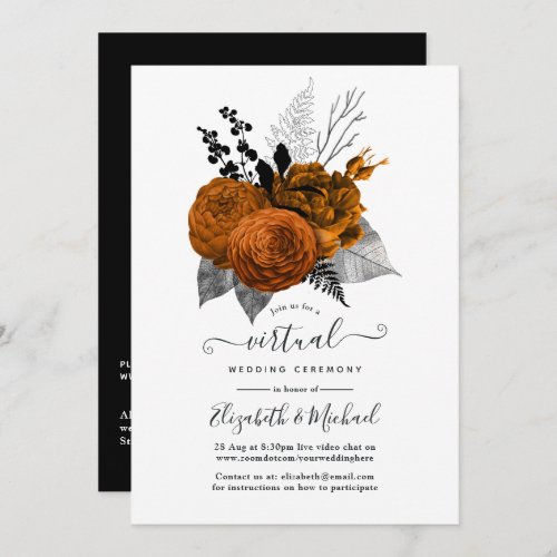 Vintage Halloween Floral Online Virtual Wedding Invitation