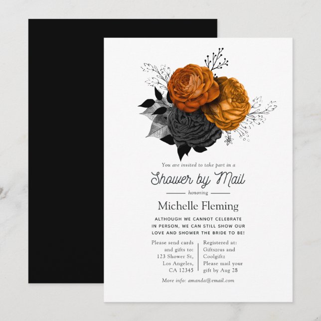Vintage Halloween Floral Shower by Mail Invitation (Front/Back)