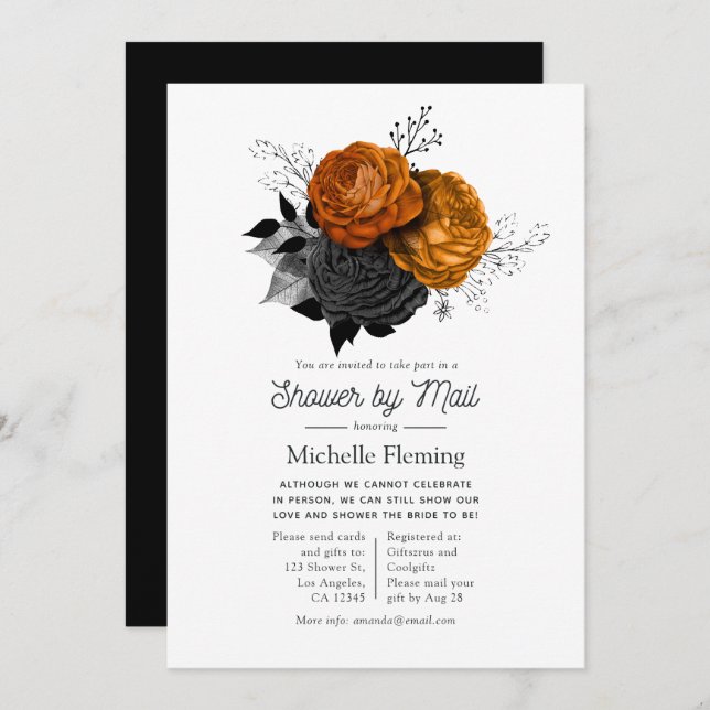 Vintage Halloween Floral Shower by Mail Invitation (Front/Back)