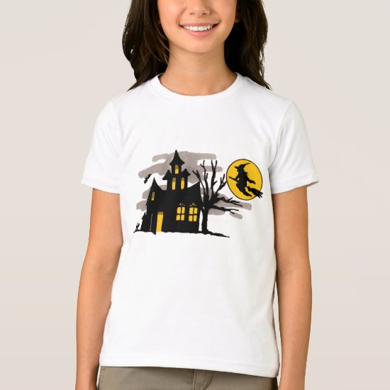Vintage Halloween Flying over Haunted House T-Shirt