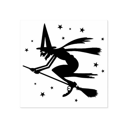 Vintage Halloween Flying Witch Stamp