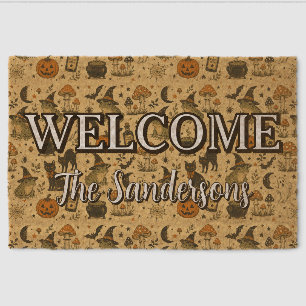 Vintage Halloween Frog Custom Name Fiber Doormat