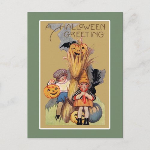 Vintage Halloween Funny Illustration Postcard