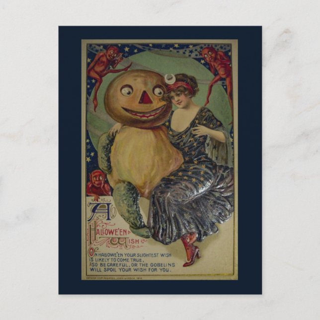 Vintage Halloween Funny Illustration Postcard (Front)