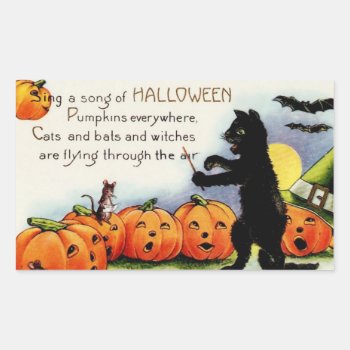 Vintage Halloween Funny Scary Cat Pumpkin Sticker by mrcountscary at Zazzle