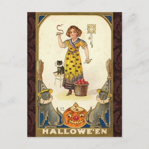 Vintage Halloween Getting Ready for the Party Postcard