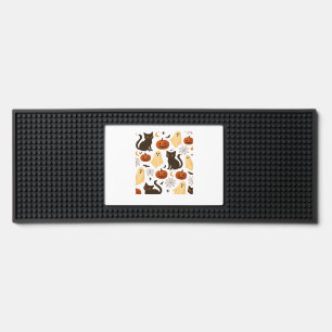 Vintage Halloween Ghost & Black Cat Pattern Classi Bar Mat
