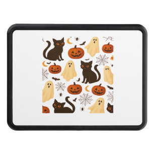 Vintage Halloween Ghost & Black Cat Pattern Classi Hitch Cover