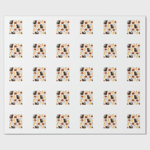 Vintage Halloween Ghost & Black Cat Pattern Classi Wrapping Paper