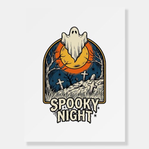 Vintage Halloween Ghost Graveyard Engraving Shirt_ Foam Board