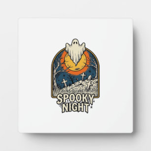 Vintage Halloween Ghost Graveyard Engraving Shirt_ Plaque