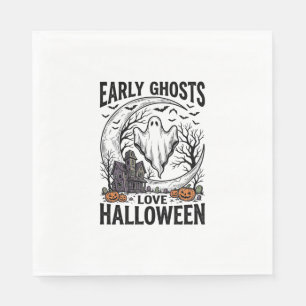 Vintage Halloween Ghost Haunted Moon Engraving Art Napkins
