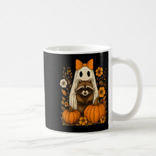 Vintage Halloween Ghost Holding Raccoon Groovy Flo Coffee Mug