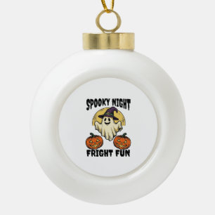 Vintage Halloween Ghost Scary Pumpkin Shirt_1 Ceramic Ball Christmas Ornament