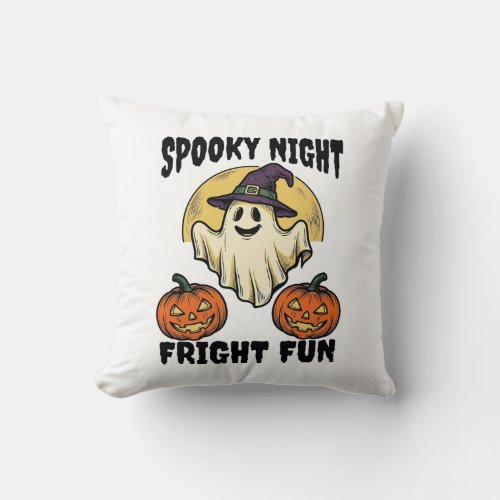 Vintage Halloween Ghost Scary Pumpkin Shirt_1 Throw Pillow