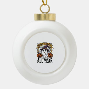 Vintage Halloween Ghost Spooky Season Joy Shirt_1 Ceramic Ball Christmas Ornament