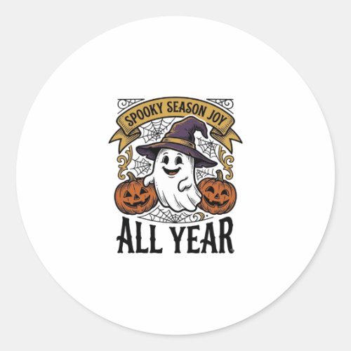 Vintage Halloween Ghost Spooky Season Joy Shirt_1 Classic Round Sticker