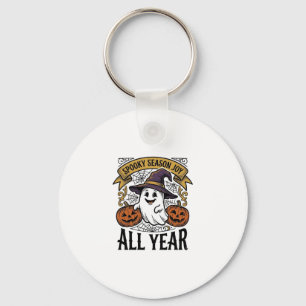 Vintage Halloween Ghost Spooky Season Joy Shirt_1 Keychain