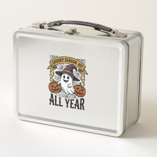 Vintage Halloween Ghost Spooky Season Joy Shirt_1 Metal Lunch Box
