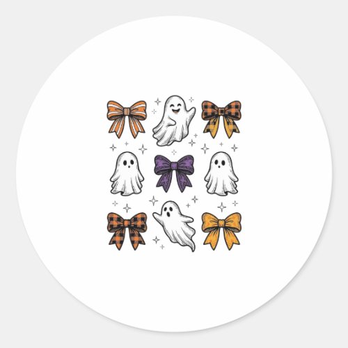 Vintage Halloween Ghosts and Bows Shirt Design_1 Classic Round Sticker