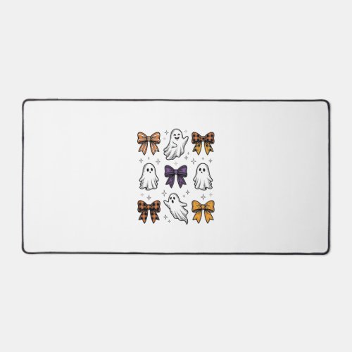 Vintage Halloween Ghosts and Bows Shirt Design_1 Desk Mat