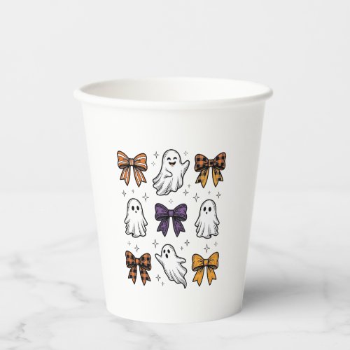 Vintage Halloween Ghosts and Bows Shirt Design_1 Paper Cups