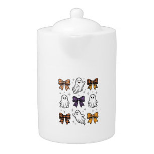 Vintage Halloween Ghosts and Bows Shirt Design_1 Teapot