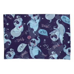 Vintage Halloween ghosts, seamless pattern. Pillow Case