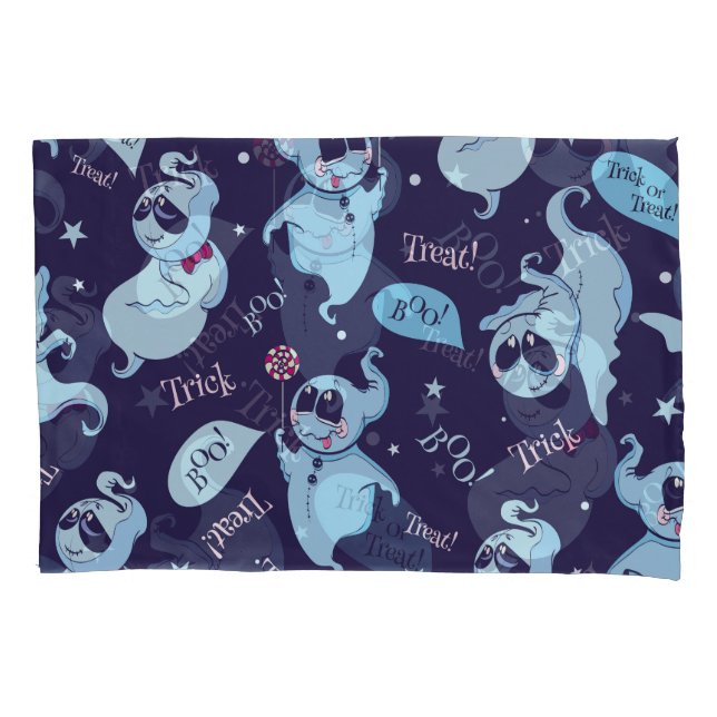Vintage Halloween ghosts, seamless pattern. Pillow Case (Front)