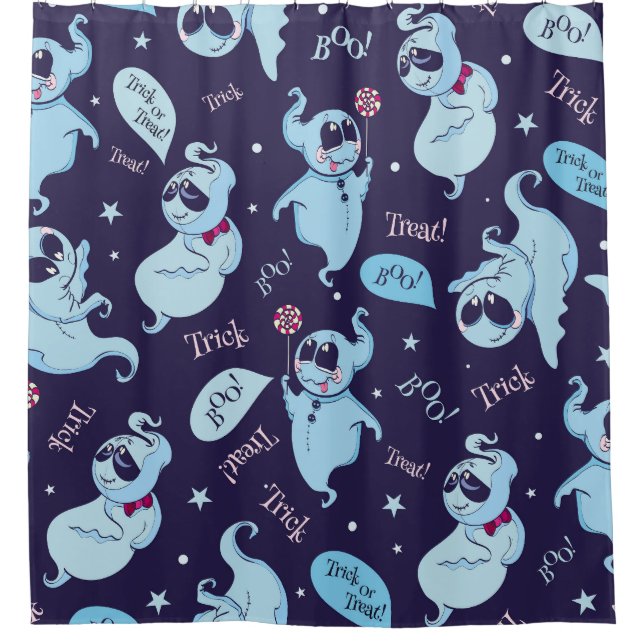 Vintage Halloween ghosts, seamless pattern. Shower Curtain (Front)