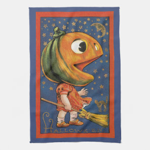 Vintage Halloween, Giant Pumpkin Head Costume Kitchen Towel