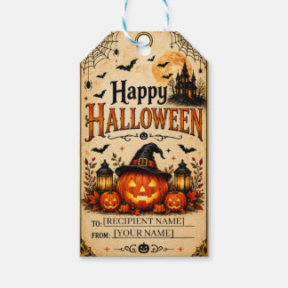Vintage Halloween Gift Tags | Personalized Pumpkin