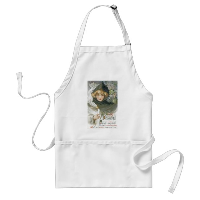 Vintage Halloween Girl Adult Apron (Front)